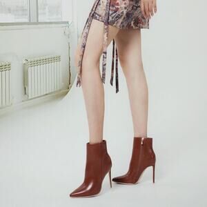F. MSRP: $78 NWB LEG LENGTHENING GENSHUO Pointed Toe Stiletto Booties ♡Size 9♡